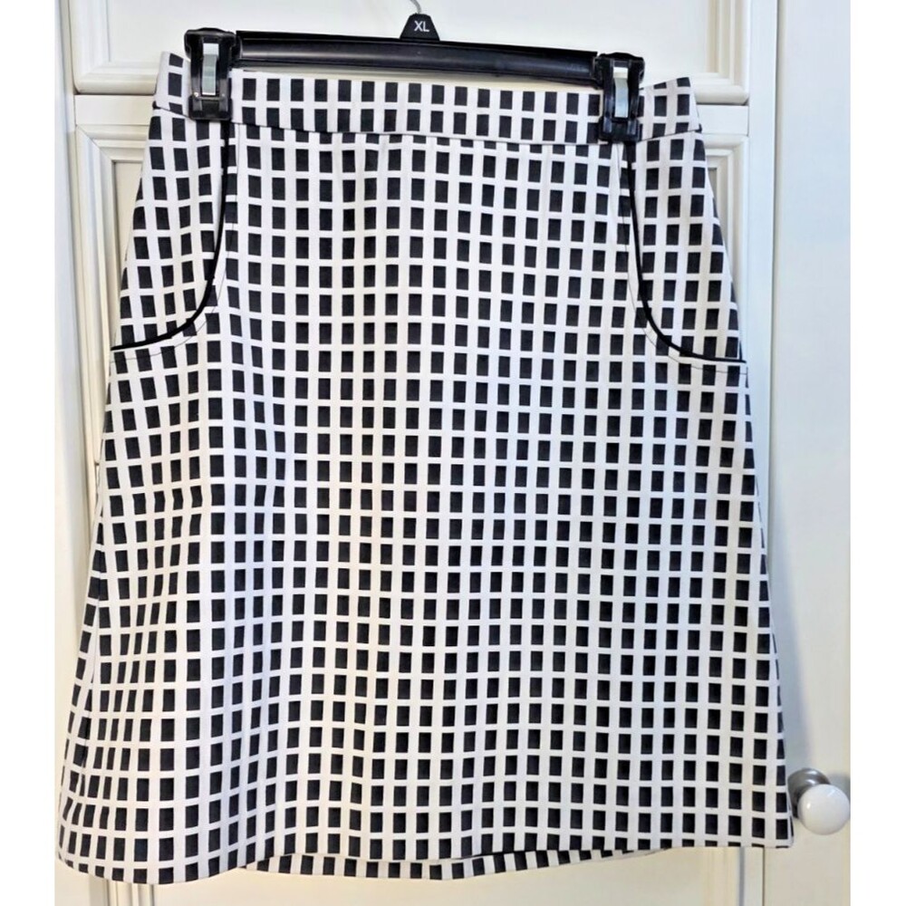 Halogen 0 Pencil Skirt Pockets Black Checked Mini Fitted Skirt Back Slit Womens